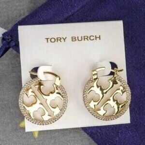 Tory Burch Miller Pav�� Small Hoop Earrings (Brand New with Dust Bag)